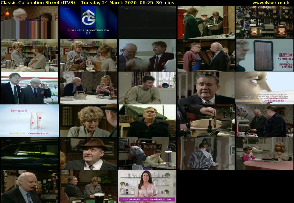 Classic Coronation Street (ITV3) Tuesday 24 March 2020 06:25 - 06:55