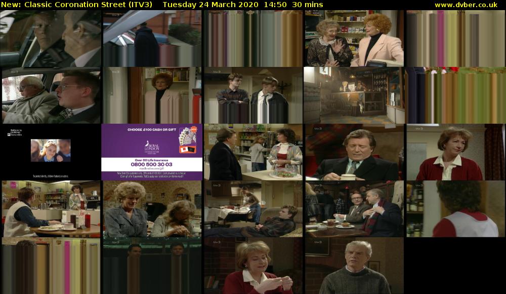 Classic Coronation Street (ITV3) Tuesday 24 March 2020 14:50 - 15:20