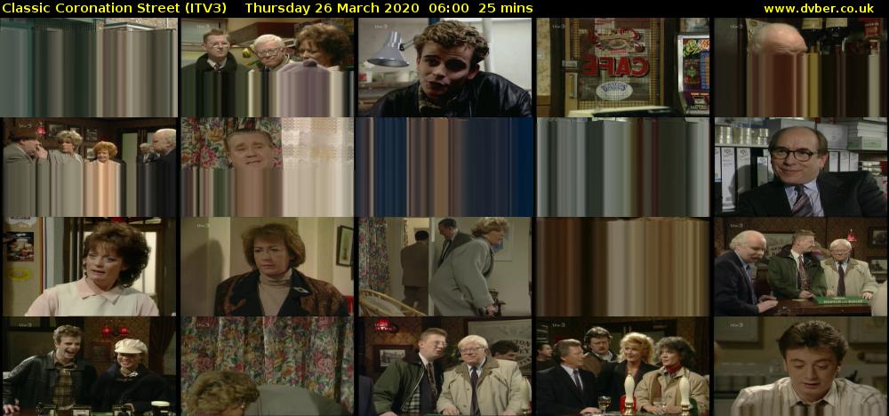 Classic Coronation Street (ITV3) Thursday 26 March 2020 06:00 - 06:25