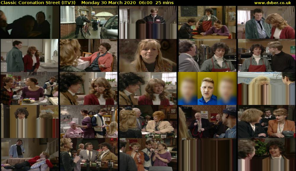 Classic Coronation Street (ITV3) Monday 30 March 2020 06:00 - 06:25