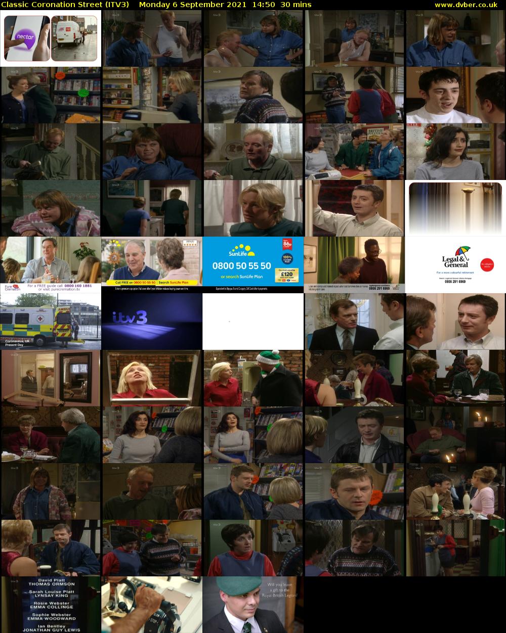 Classic Coronation Street (ITV3) Monday 6 September 2021 14:50 - 15:20