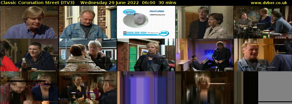 Classic Coronation Street (ITV3) Wednesday 29 June 2022 06:00 - 06:30