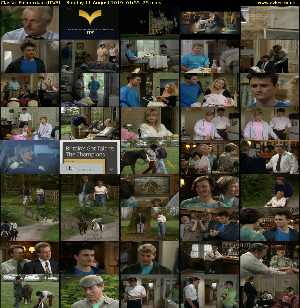 Classic Emmerdale (ITV3) Sunday 11 August 2019 01:55 - 02:20