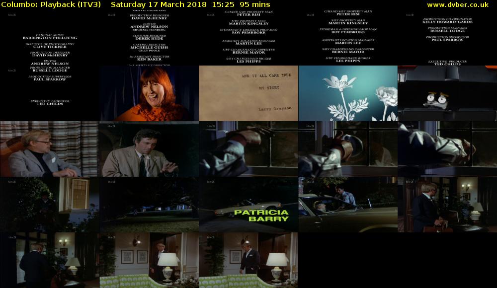 Columbo: Playback (ITV3) Saturday 17 March 2018 15:25 - 17:00