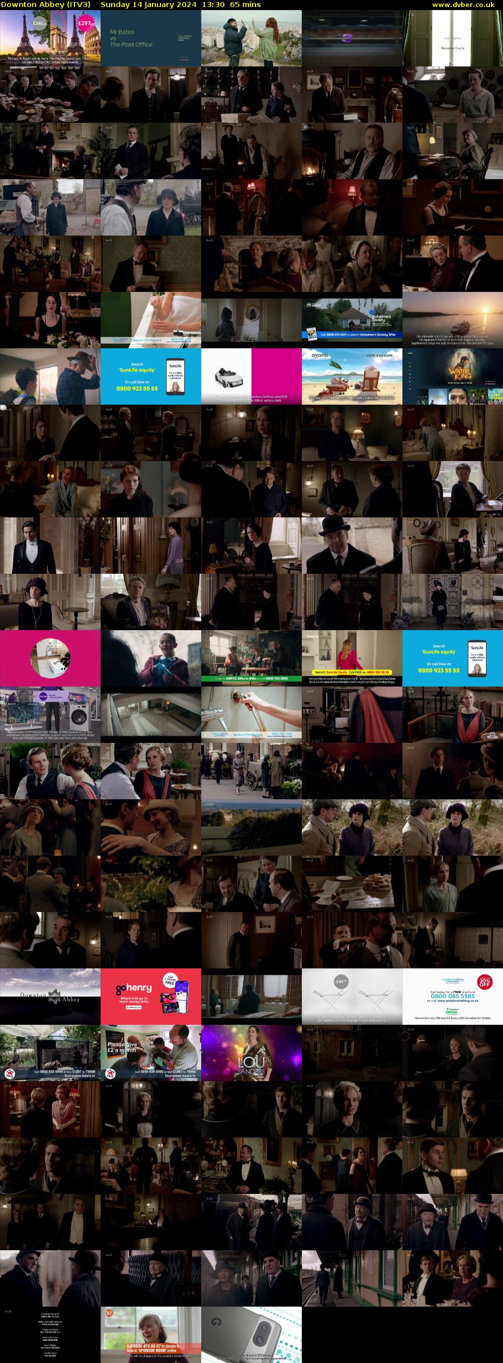 Downton Abbey (ITV3) Sunday 14 January 2024 13:30 - 14:35