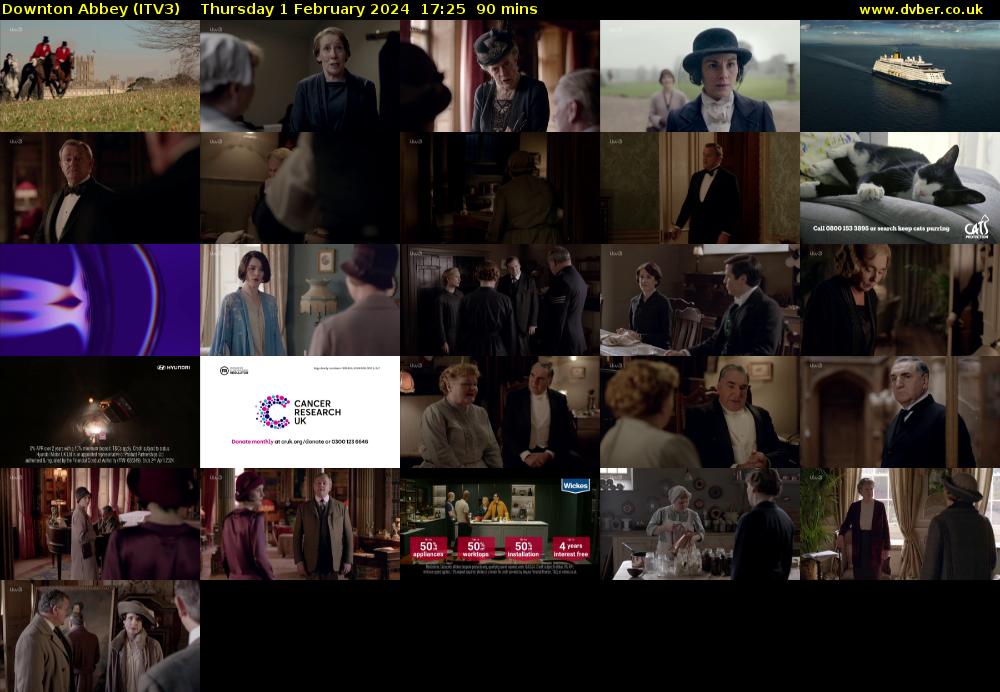 Downton Abbey (ITV3) Thursday 1 February 2024 17:25 - 18:55