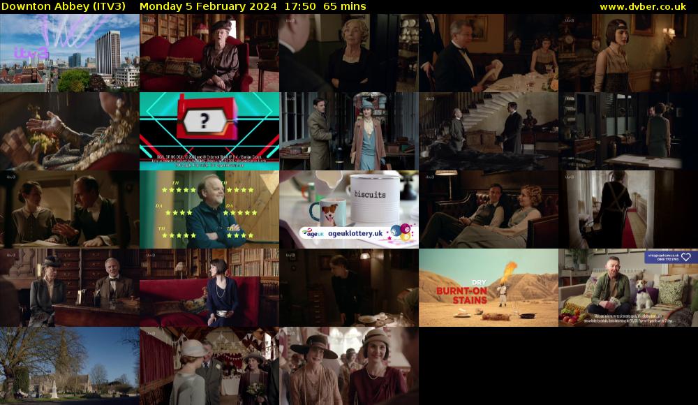 Downton Abbey (ITV3) Monday 5 February 2024 17:50 - 18:55