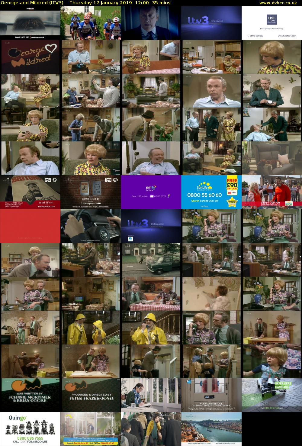 George and Mildred (ITV3) Thursday 17 January 2019 12:00 - 12:35