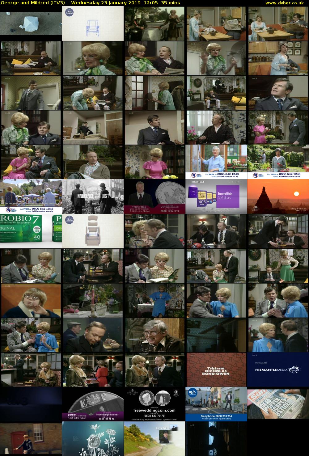 George and Mildred (ITV3) Wednesday 23 January 2019 12:05 - 12:40