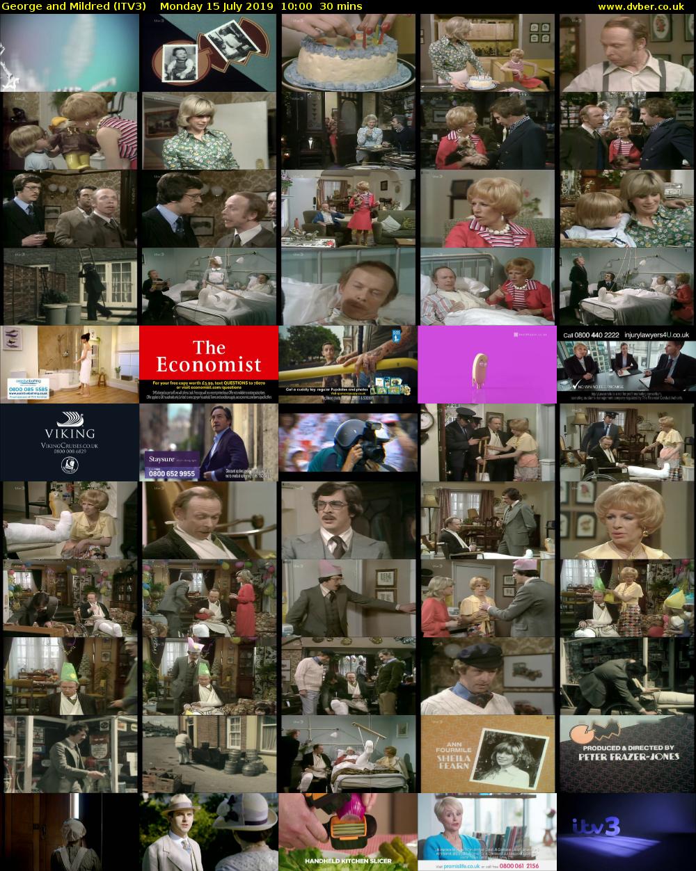 George and Mildred (ITV3) Monday 15 July 2019 10:00 - 10:30