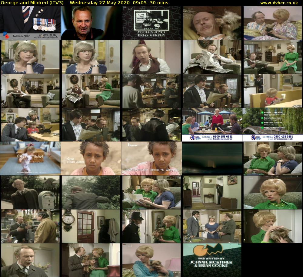 George and Mildred (ITV3) Wednesday 27 May 2020 09:05 - 09:35
