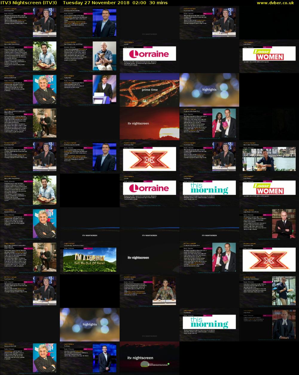 ITV3 Nightscreen (ITV3) Tuesday 27 November 2018 02:00 - 02:30