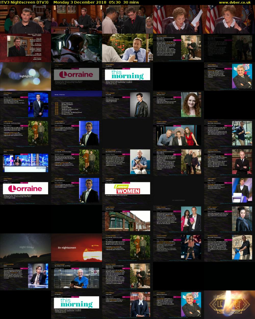 ITV3 Nightscreen (ITV3) Monday 3 December 2018 05:30 - 06:00