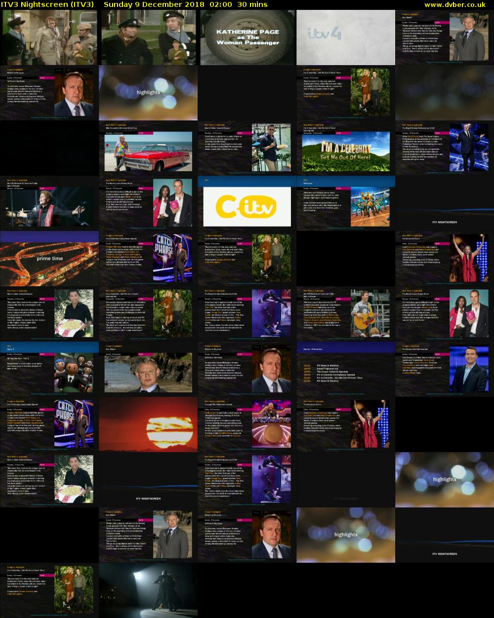 ITV3 Nightscreen (ITV3) Sunday 9 December 2018 02:00 - 02:30