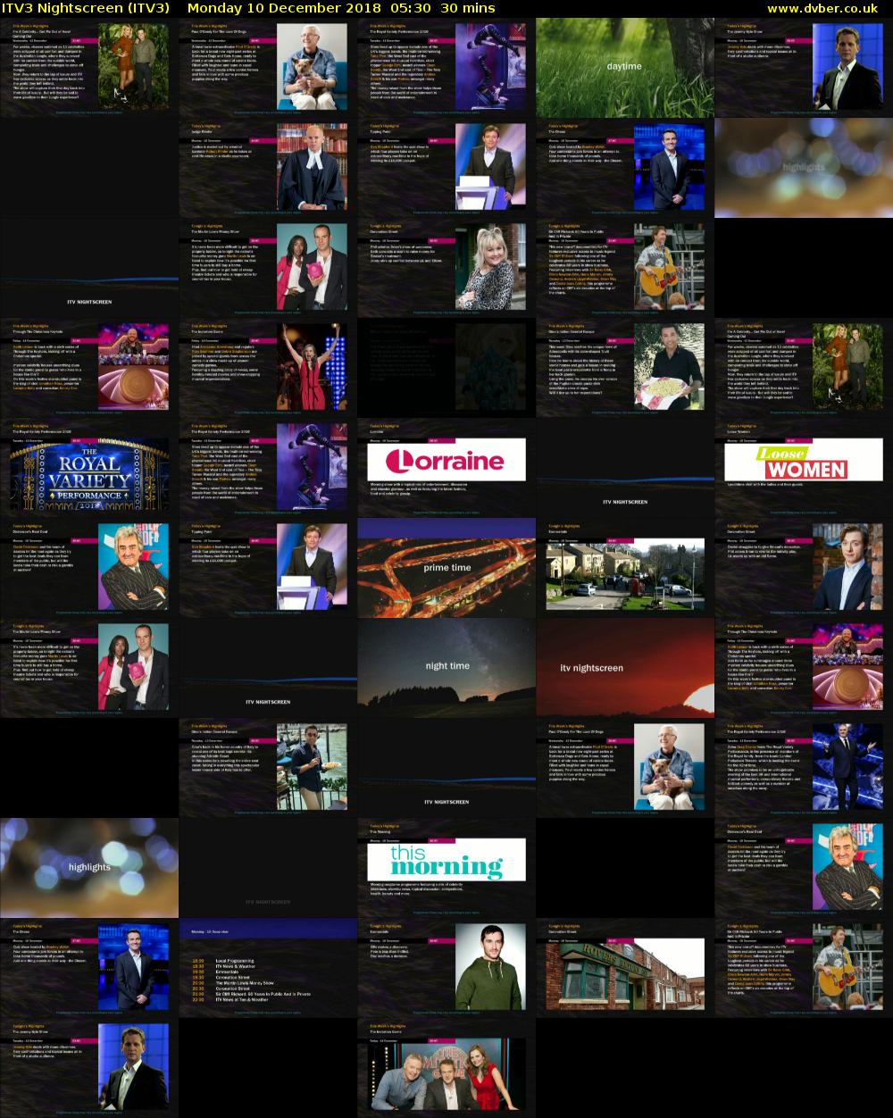 ITV3 Nightscreen (ITV3) Monday 10 December 2018 05:30 - 06:00