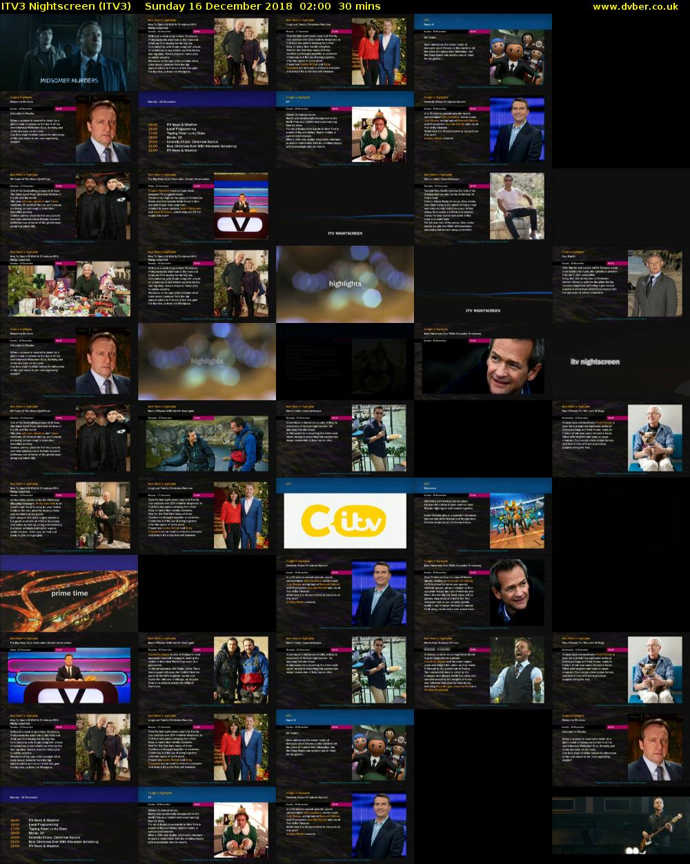ITV3 Nightscreen (ITV3) Sunday 16 December 2018 02:00 - 02:30