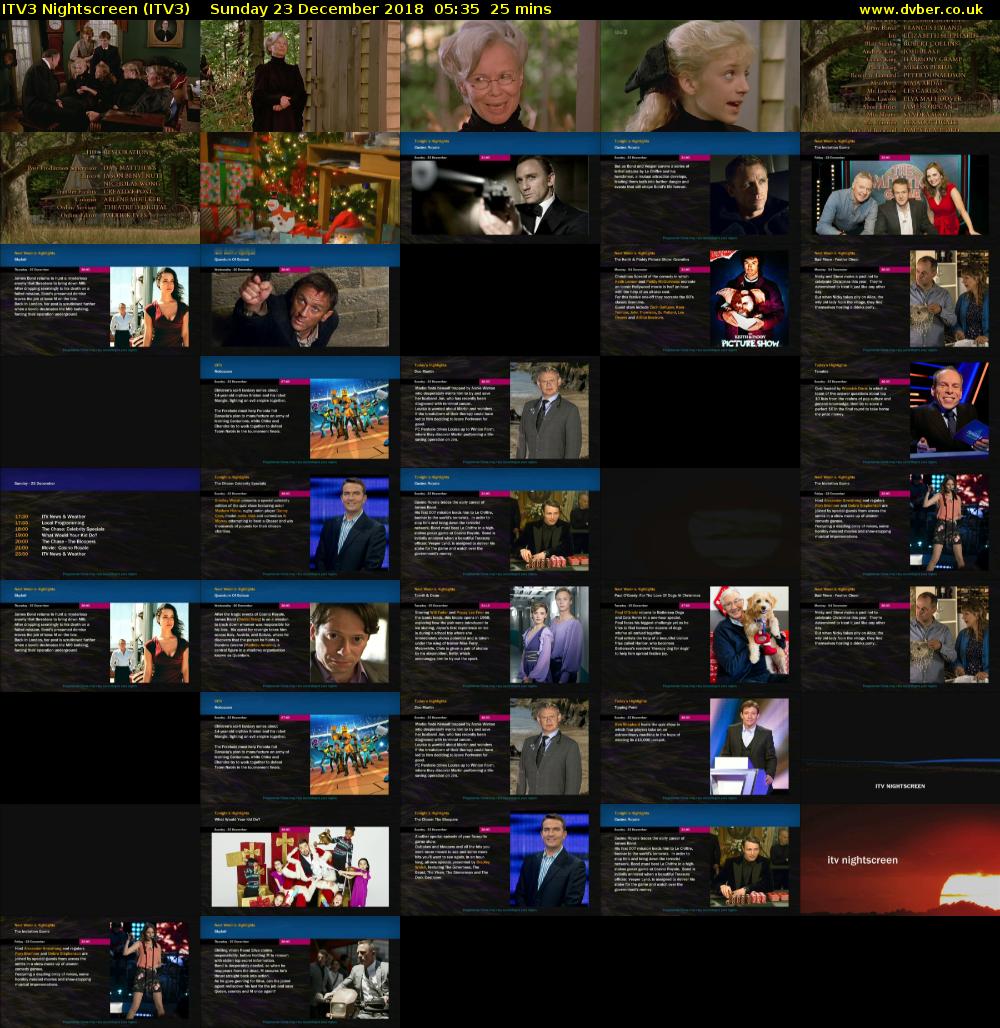 ITV3 Nightscreen (ITV3) Sunday 23 December 2018 05:35 - 06:00