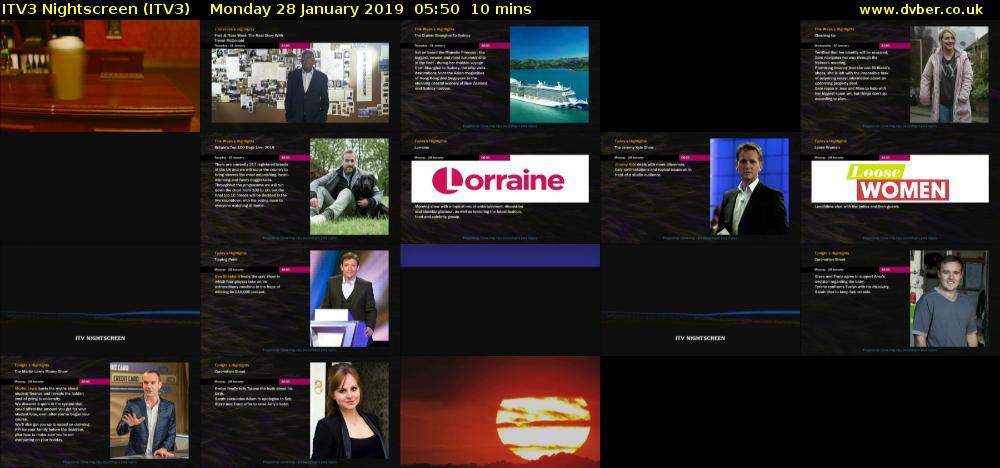 ITV3 Nightscreen (ITV3) Monday 28 January 2019 05:50 - 06:00