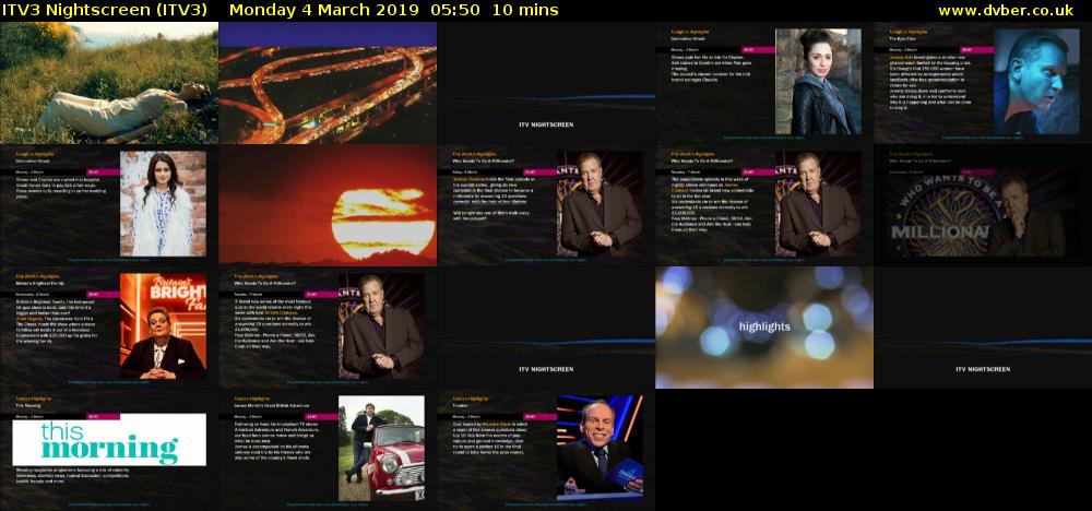 ITV3 Nightscreen (ITV3) Monday 4 March 2019 05:50 - 06:00