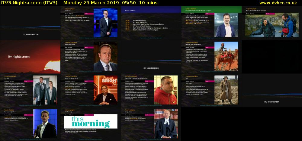 ITV3 Nightscreen (ITV3) Monday 25 March 2019 05:50 - 06:00