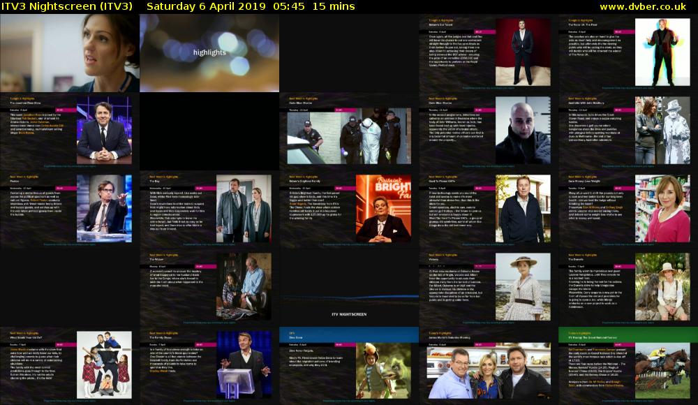 ITV3 Nightscreen (ITV3) Saturday 6 April 2019 05:45 - 06:00