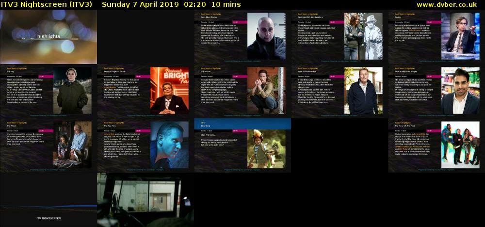 ITV3 Nightscreen (ITV3) Sunday 7 April 2019 02:20 - 02:30