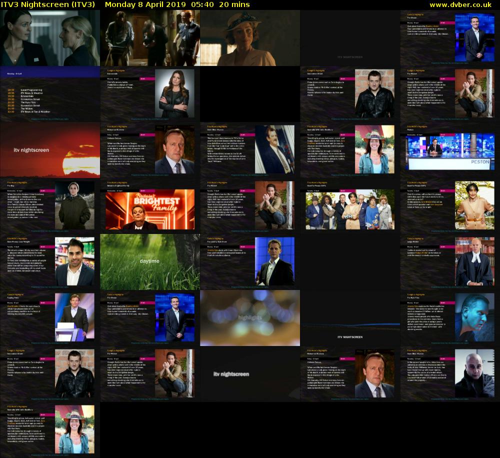 ITV3 Nightscreen (ITV3) Monday 8 April 2019 05:40 - 06:00
