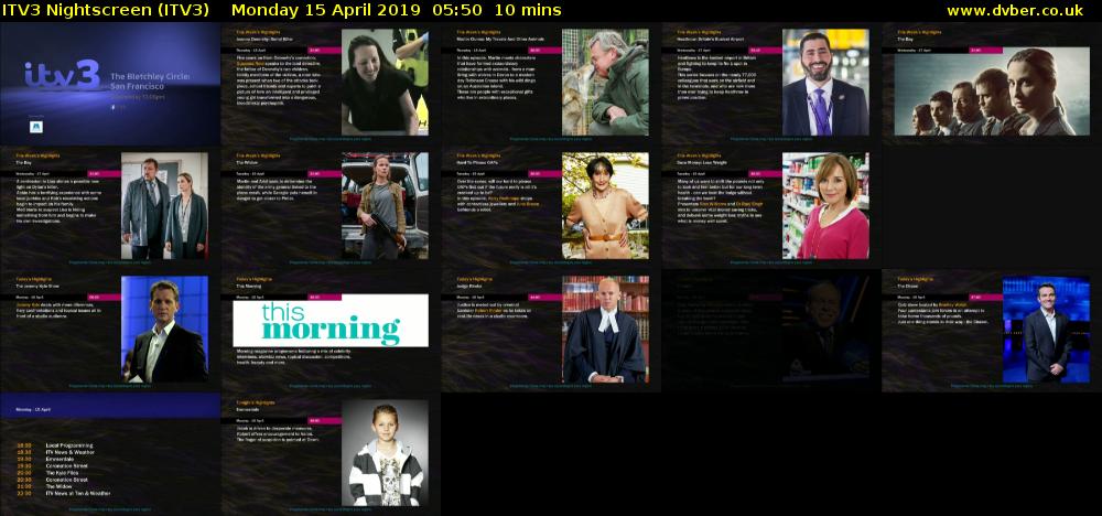 ITV3 Nightscreen (ITV3) Monday 15 April 2019 05:50 - 06:00