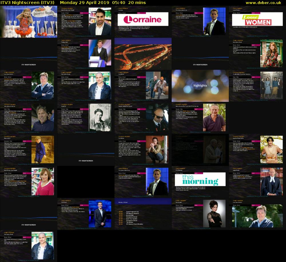 ITV3 Nightscreen (ITV3) Monday 29 April 2019 05:40 - 06:00