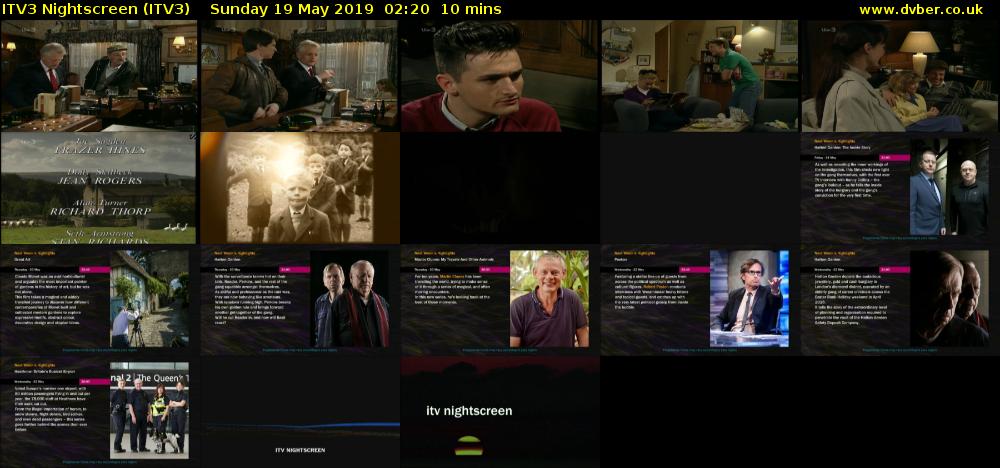 ITV3 Nightscreen (ITV3) Sunday 19 May 2019 02:20 - 02:30