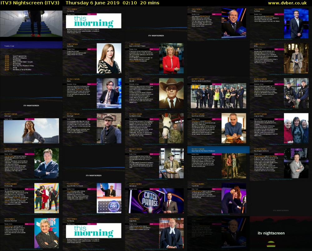 ITV3 Nightscreen (ITV3) Thursday 6 June 2019 02:10 - 02:30