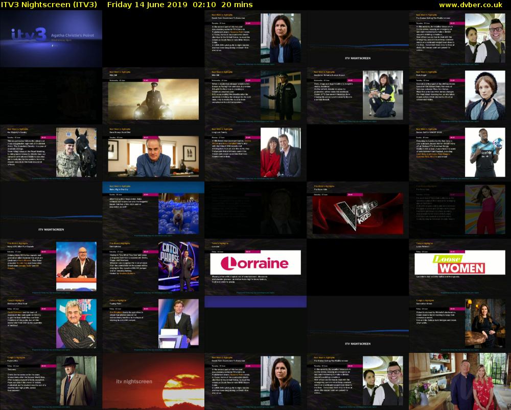 ITV3 Nightscreen (ITV3) Friday 14 June 2019 02:10 - 02:30