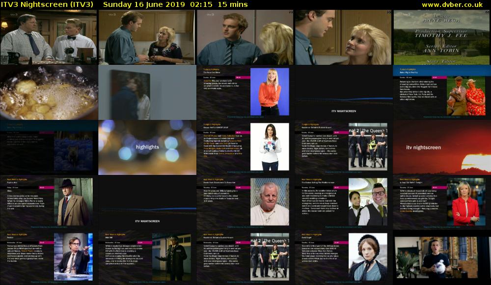 ITV3 Nightscreen (ITV3) Sunday 16 June 2019 02:15 - 02:30