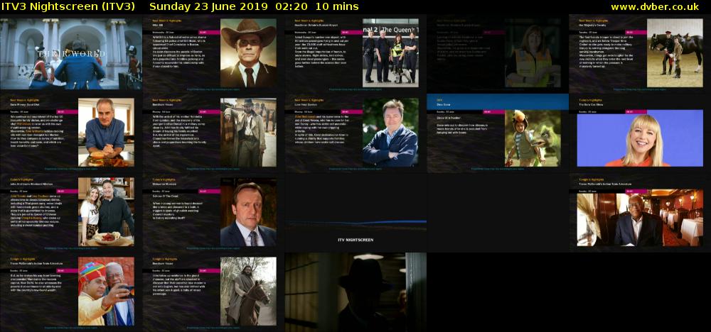 ITV3 Nightscreen (ITV3) Sunday 23 June 2019 02:20 - 02:30