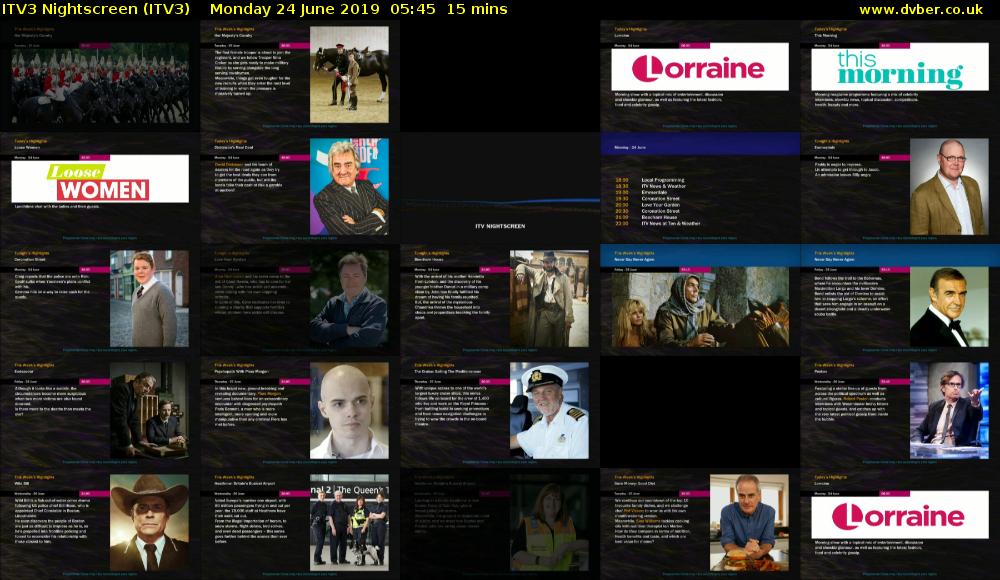 ITV3 Nightscreen (ITV3) Monday 24 June 2019 05:45 - 06:00