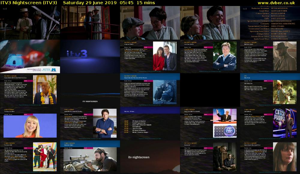 ITV3 Nightscreen (ITV3) Saturday 29 June 2019 05:45 - 06:00