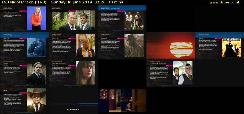 ITV3 Nightscreen (ITV3) Sunday 30 June 2019 02:20 - 02:30