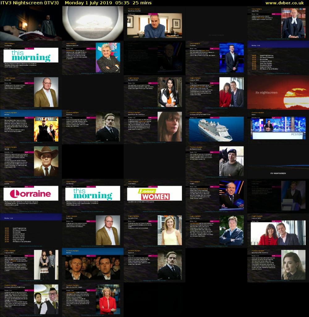 ITV3 Nightscreen (ITV3) Monday 1 July 2019 05:35 - 06:00