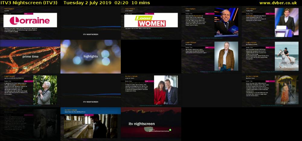 ITV3 Nightscreen (ITV3) Tuesday 2 July 2019 02:20 - 02:30