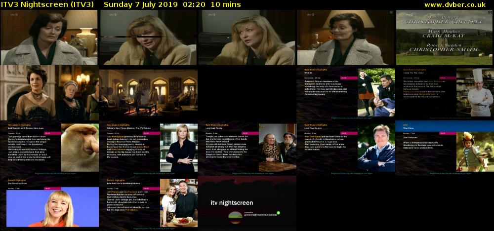 ITV3 Nightscreen (ITV3) Sunday 7 July 2019 02:20 - 02:30