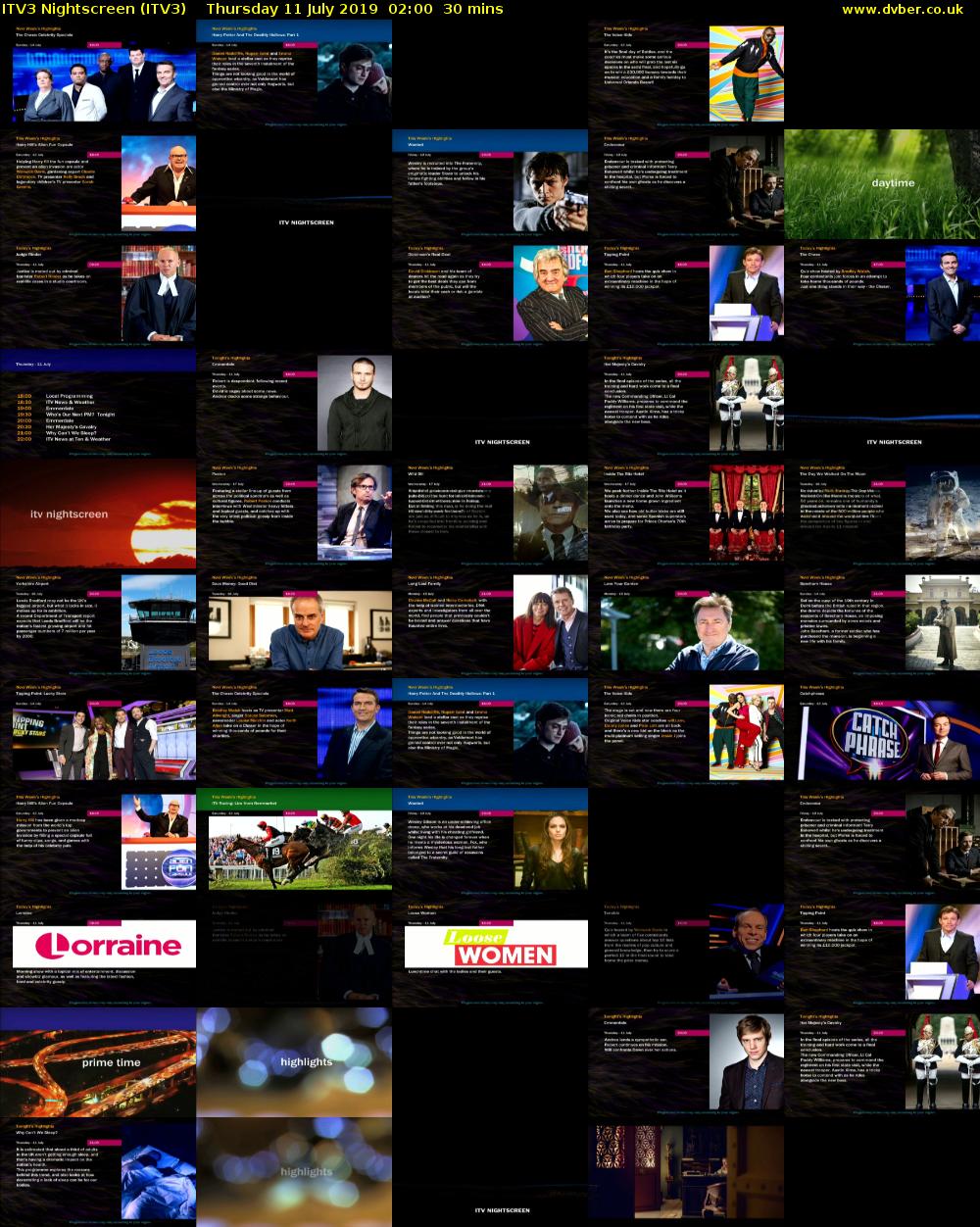 ITV3 Nightscreen (ITV3) Thursday 11 July 2019 02:00 - 02:30