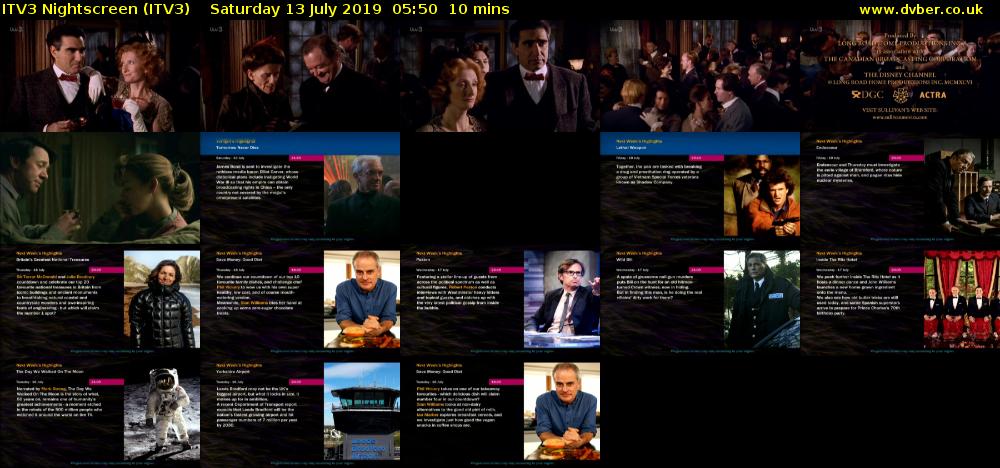 ITV3 Nightscreen (ITV3) Saturday 13 July 2019 05:50 - 06:00