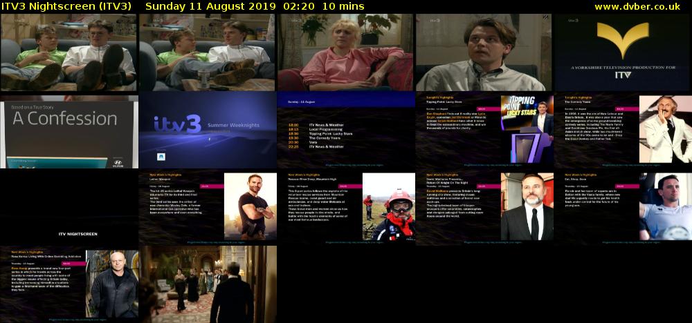ITV3 Nightscreen (ITV3) Sunday 11 August 2019 02:20 - 02:30