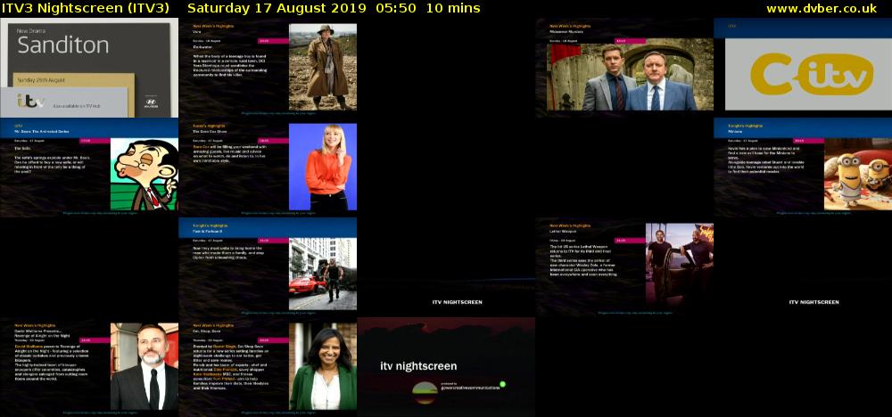 ITV3 Nightscreen (ITV3) Saturday 17 August 2019 05:50 - 06:00