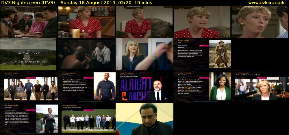 ITV3 Nightscreen (ITV3) Sunday 18 August 2019 02:20 - 02:30
