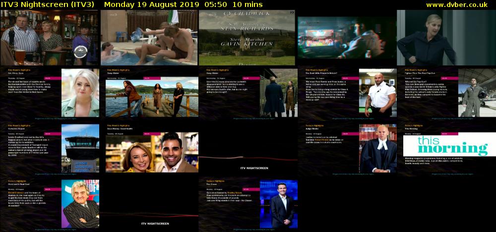 ITV3 Nightscreen (ITV3) Monday 19 August 2019 05:50 - 06:00