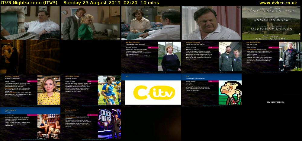 ITV3 Nightscreen (ITV3) Sunday 25 August 2019 02:20 - 02:30