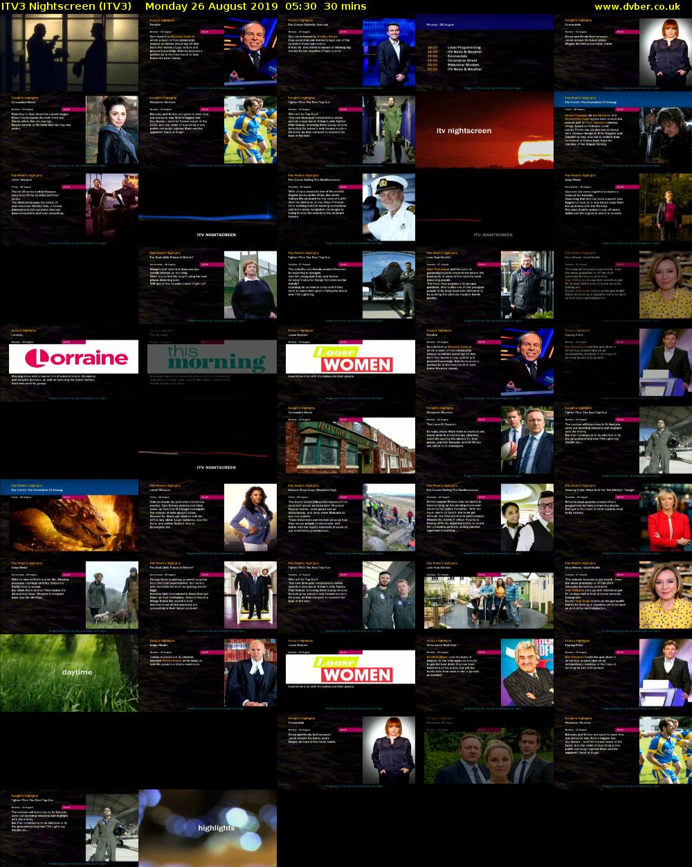 ITV3 Nightscreen (ITV3) Monday 26 August 2019 05:30 - 06:00