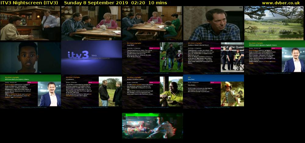 ITV3 Nightscreen (ITV3) Sunday 8 September 2019 02:20 - 02:30