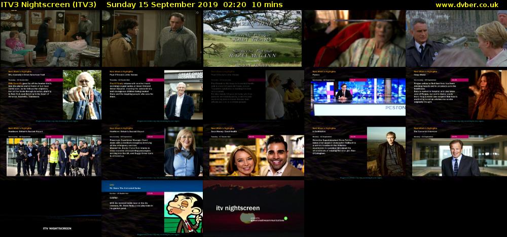 ITV3 Nightscreen (ITV3) Sunday 15 September 2019 02:20 - 02:30